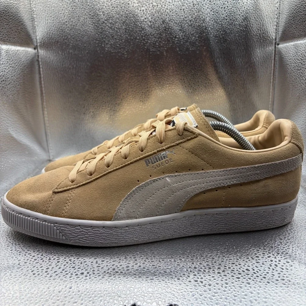 Size 10.5 Puma Suede Classic+ Beige Mens Lace-Up Athletic Sneakers 363242-08